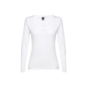 THC BUCHAREST WOMEN WH II. Long-sleeved scoop neck fitted T-shirt for women. 100% carded cotton. White