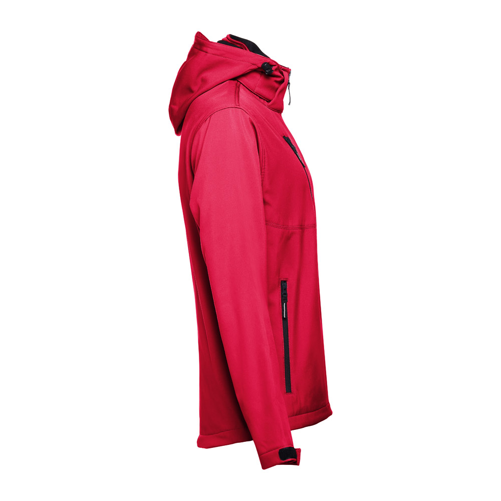 THC ZAGREB II. Men's softshell jacket with detachable hood and rounded back hem