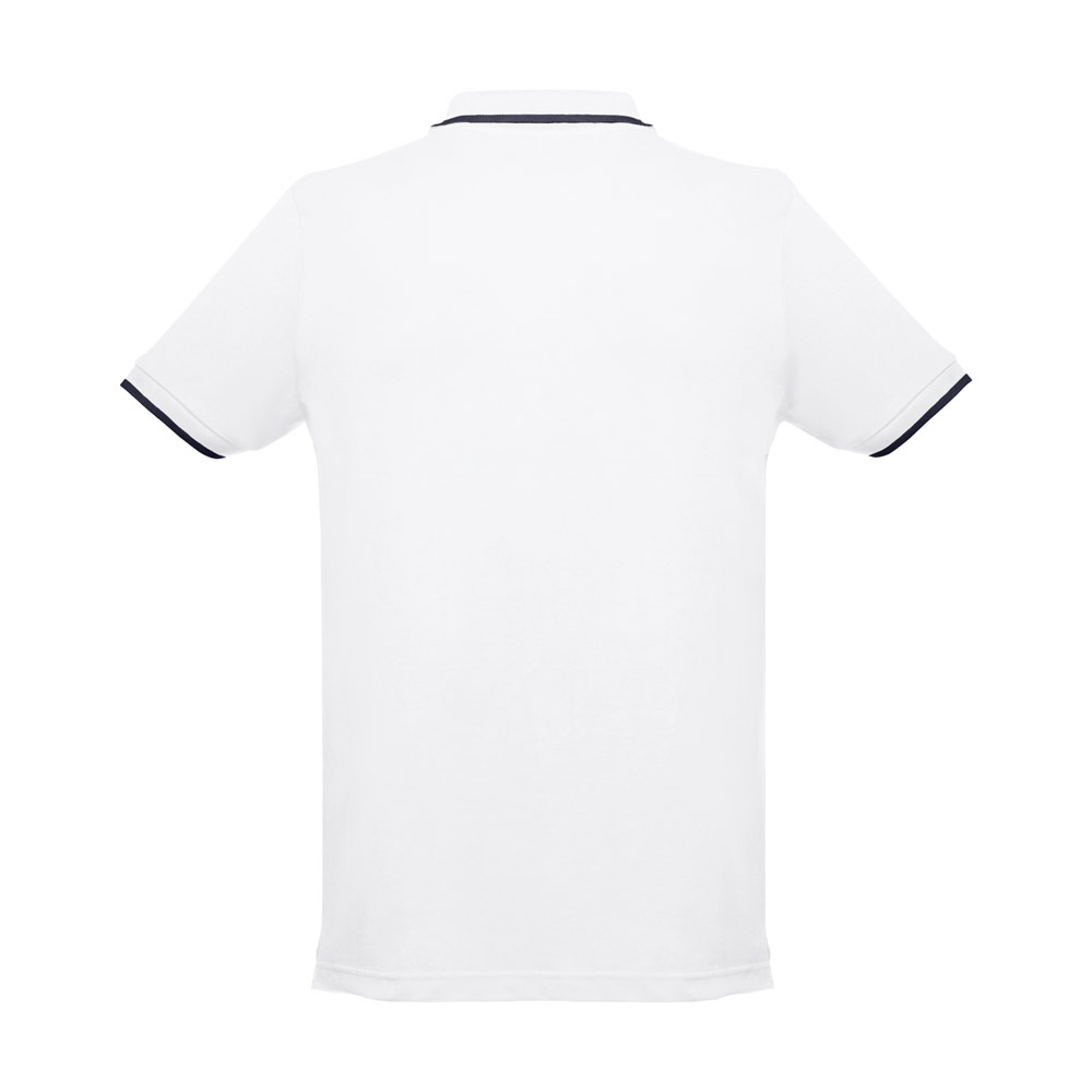 THC ROME WH. Men's Polo Shirt with contrast colour trim and buttons. White