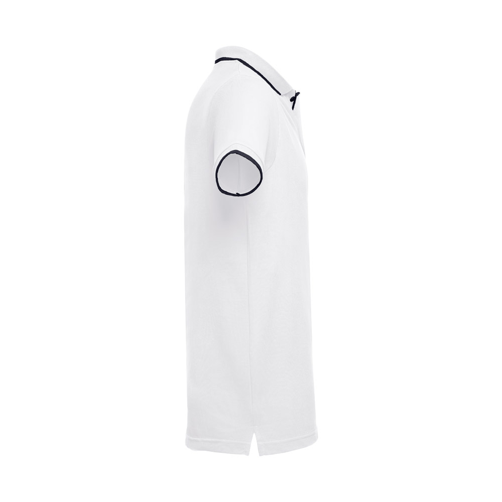 THC ROME WH. Men's Polo Shirt with contrast colour trim and buttons. White