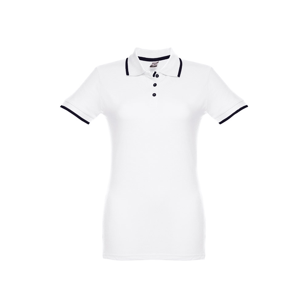 THC ROME WOMEN WH. Women's Polo Shirt with contrast colour trim and buttons