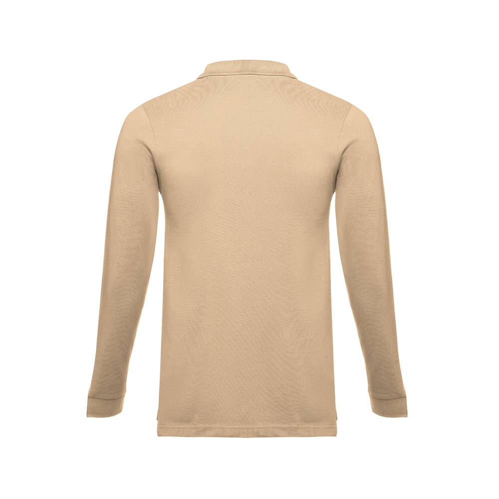 THC BERN. Men's long-sleeved 100% cotton piqué polo shirt with removable label