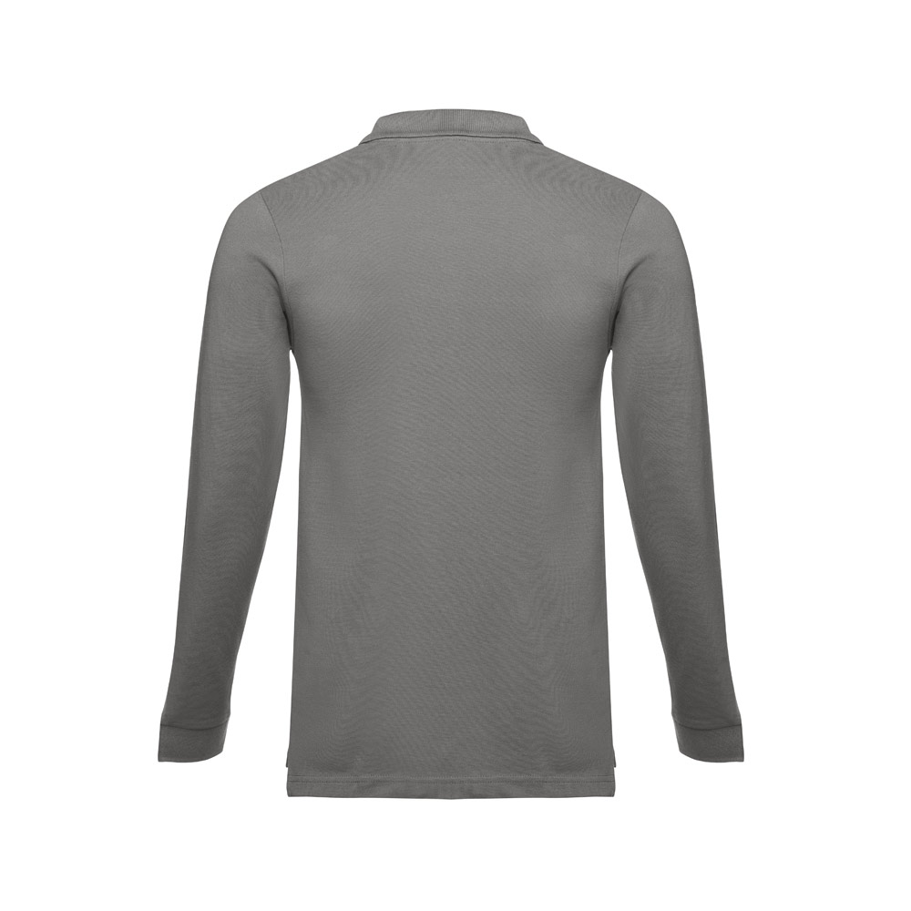 THC BERN. Men's long-sleeved 100% cotton piqué polo shirt with removable label