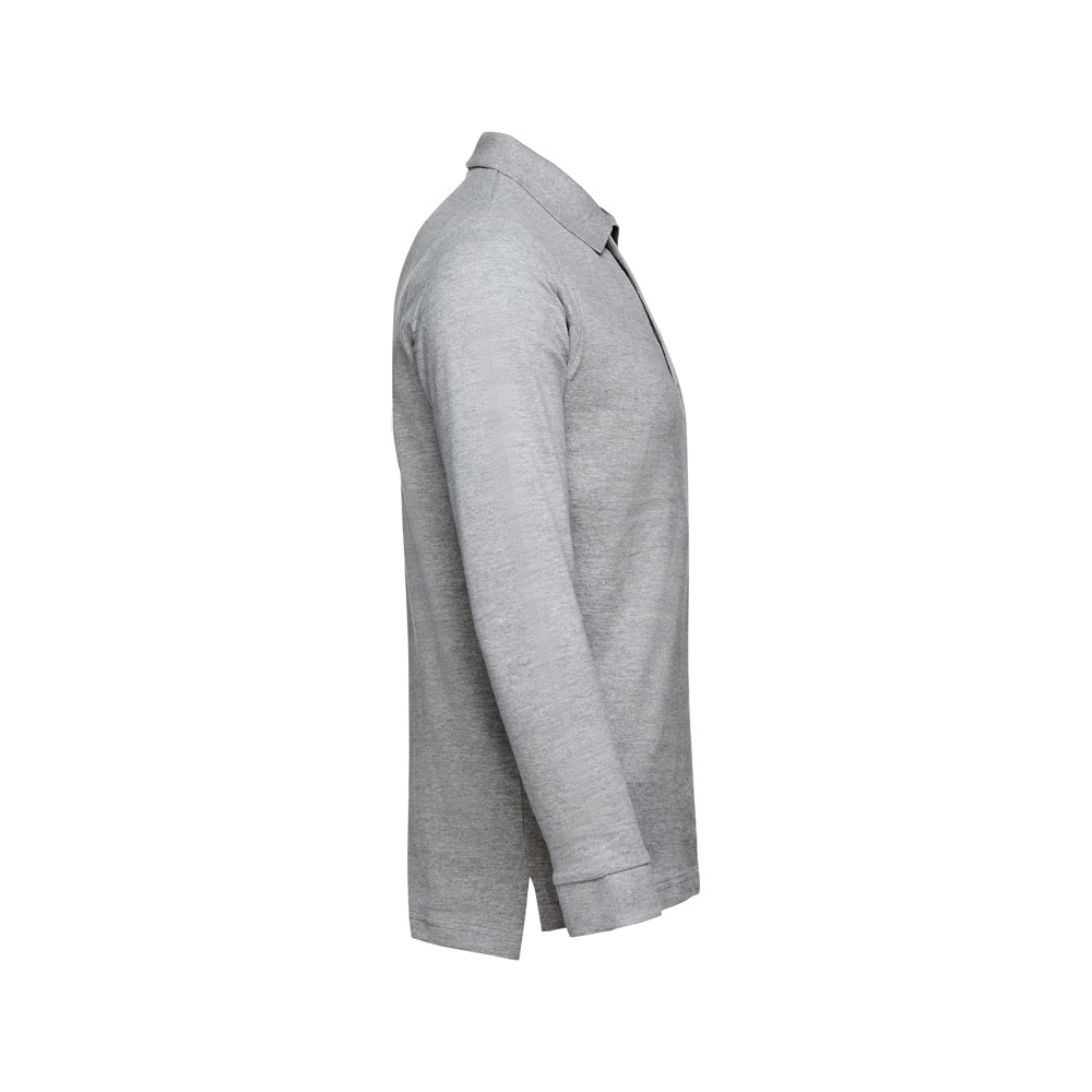THC BERN. Men's long-sleeved 100% cotton piqué polo shirt with removable label
