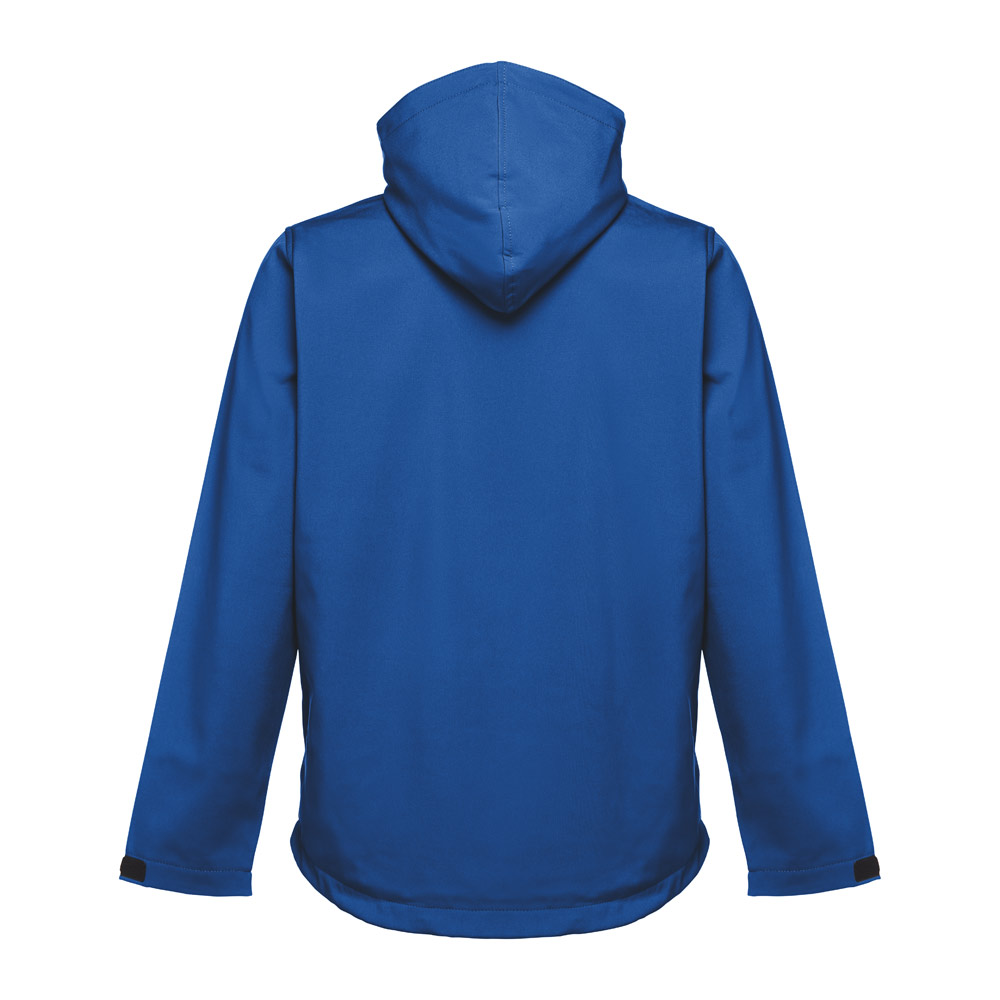 THC ZAGREB. Men's softshell jacket with detachable hood and rounded back hem