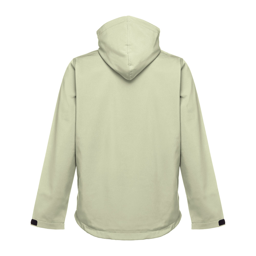 THC ZAGREB. Men's softshell jacket with detachable hood and rounded back hem