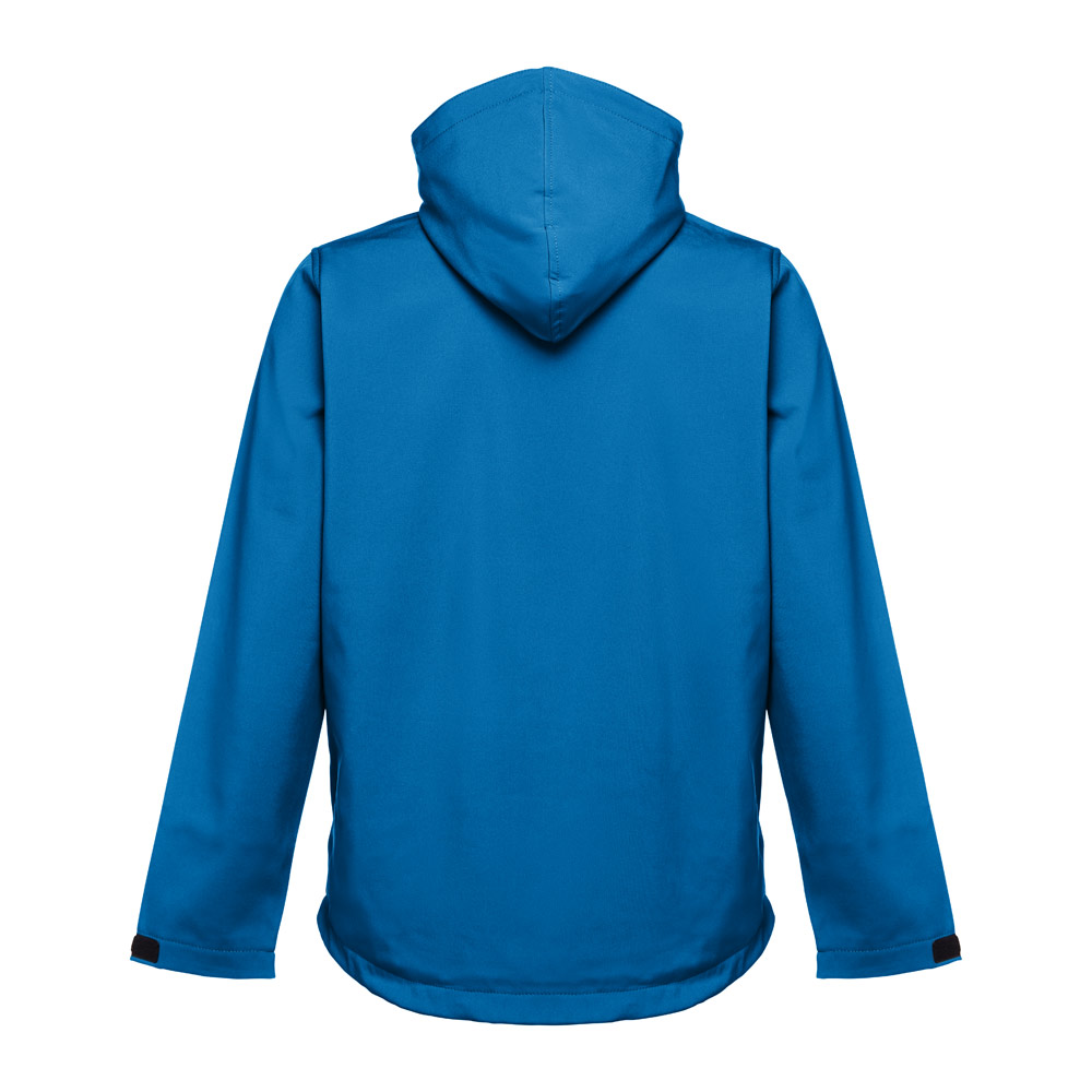 THC ZAGREB. Men's softshell jacket with detachable hood and rounded back hem