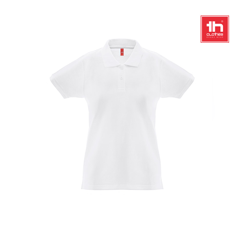 THC MONACO WOMEN WH. Women's short-sleeved polo shirt in carded cotton