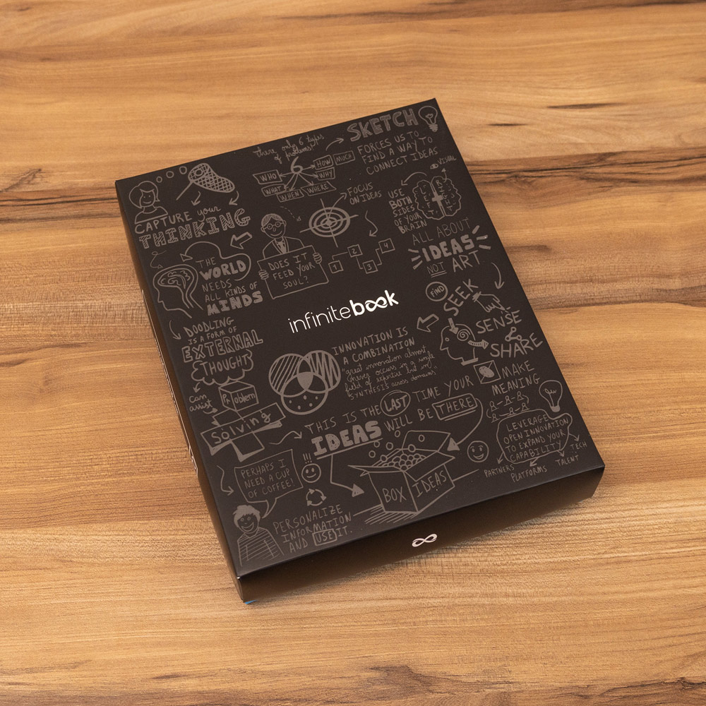 STARTER KIT INFINITEBOOK A5 PLANNER TEXTURE. Kit comprising "Infinitebook" with hard cover, 1 cleaning kit, 1 marker and 1 ballpoint holder