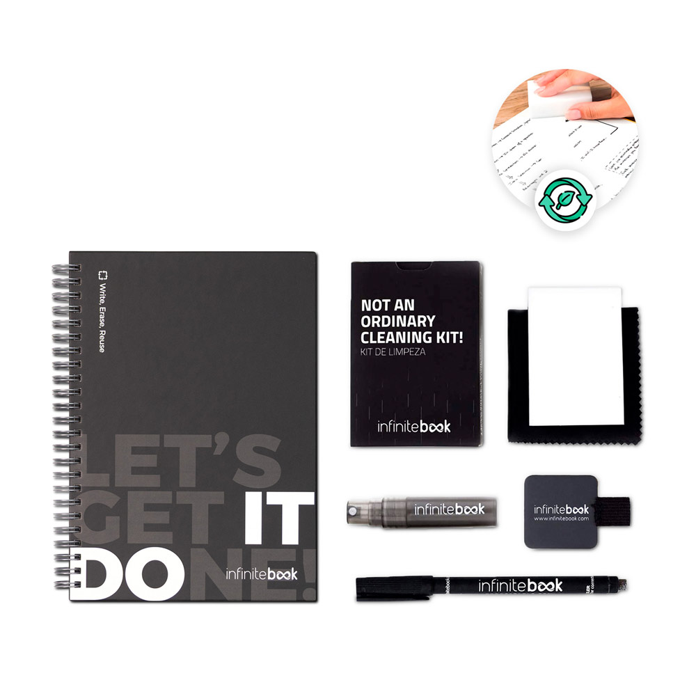 STARTER KIT INFINITEBOOK. Infinitebook" kit with hardcover, 1 cleaning kit, 1 marker and 1 ballpoint holder