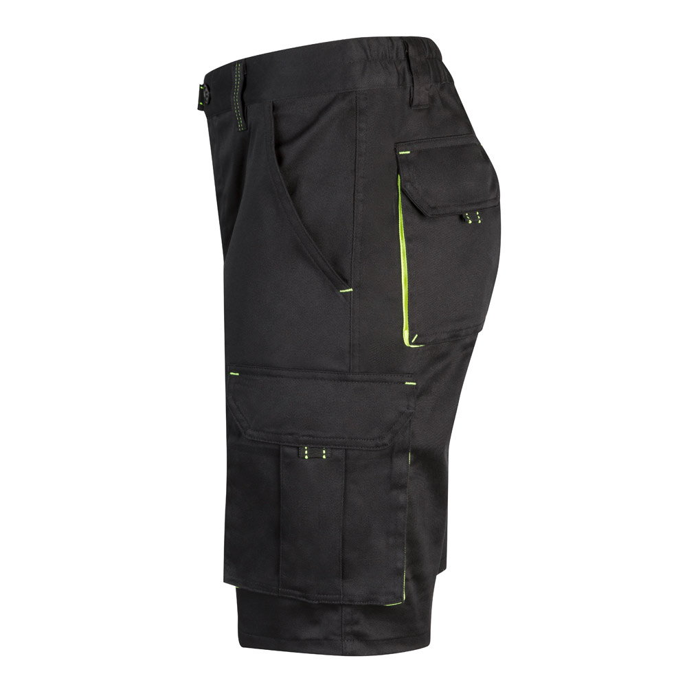 VL HEMERA. Two-tone, multi-pocket stretch Bermuda shorts (240g/m²), in cotton (46%), EME (38%) and polyester (16%)