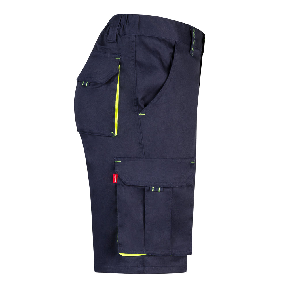 VL HEMERA. Two-tone, multi-pocket stretch Bermuda shorts (240g/m²), in cotton (46%), EME (38%) and polyester (16%)
