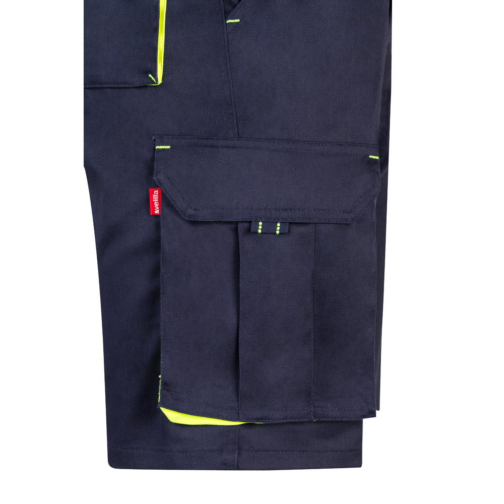 VL HEMERA. Two-tone, multi-pocket stretch Bermuda shorts (240g/m²), in cotton (46%), EME (38%) and polyester (16%)