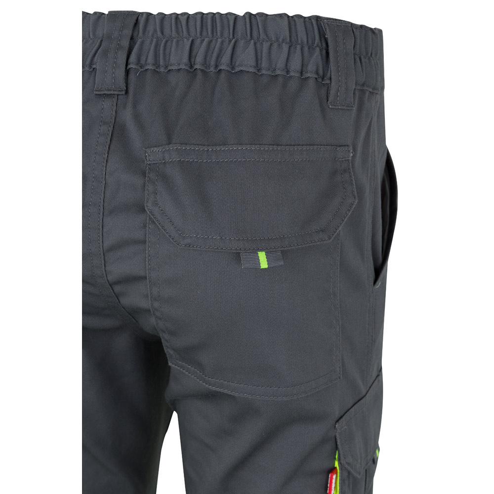 VL ZEUS LARGE. Two-tone, multi-pocket stretch trousers (240g/m²), in cotton (46%), EME (38%) and polyester (16%)