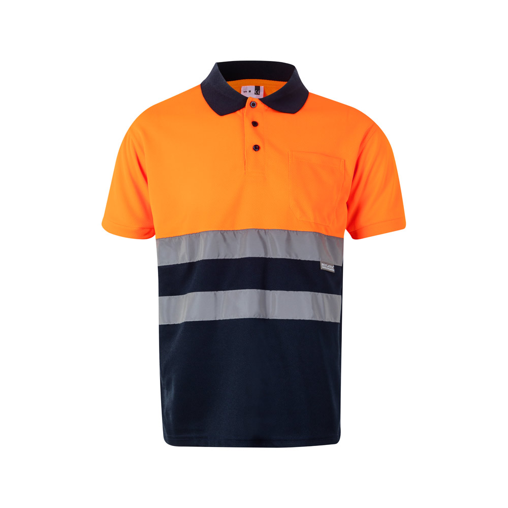 VL CUPID. Two-tone bird-eye polo shirt (160g/m²) with short sleeves, in polyester (100%)