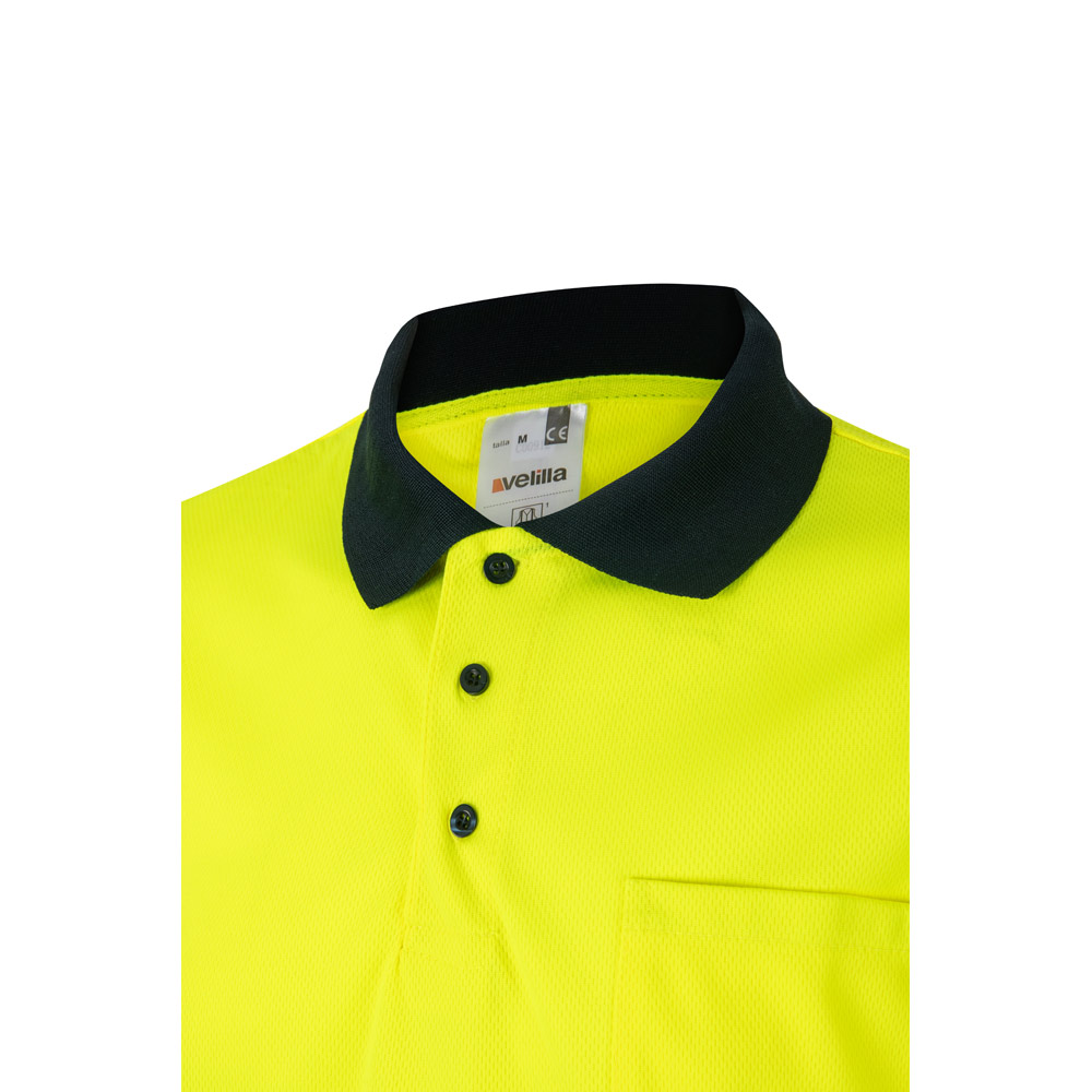 VL CUPID LARGE. Two-tone bird-eye polo shirt (160g/m²) with short sleeves, in polyester (100%)