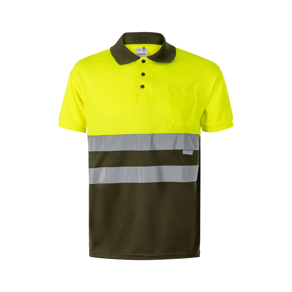 VL CUPID LARGE. Two-tone bird-eye polo shirt (160g/m²) with short sleeves, in polyester (100%)