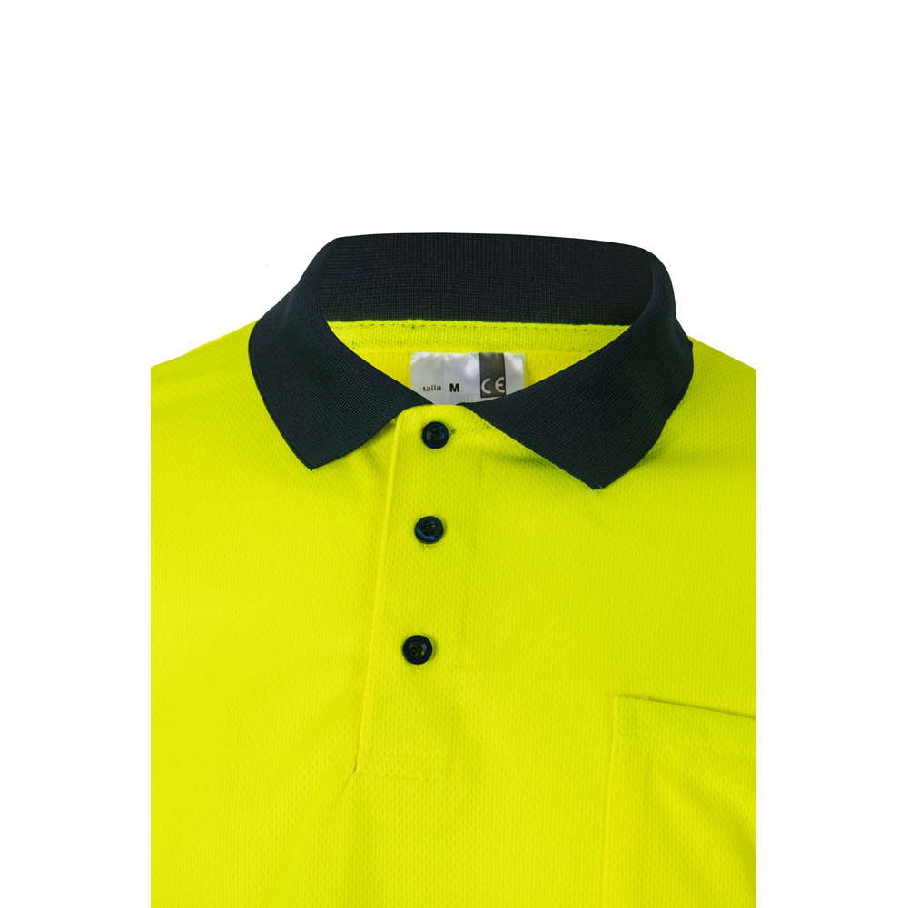 VL VULCAN. Two-tone bird-eye polo shirt (160g/m²) with long sleeves, in polyester (100%)