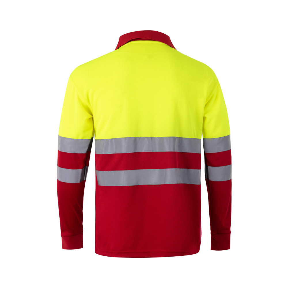 VL VULCAN. Two-tone bird-eye polo shirt (160g/m²) with long sleeves, in polyester (100%)