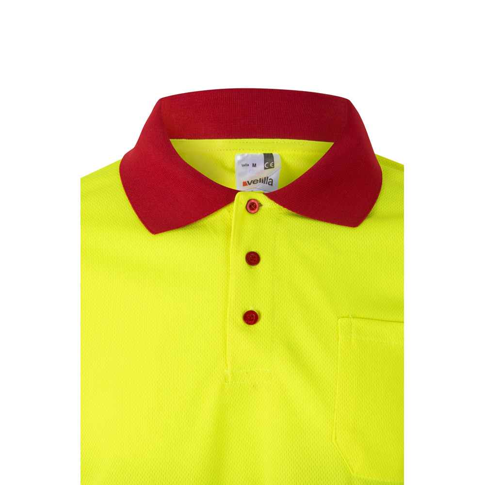 VL VULCAN. Two-tone bird-eye polo shirt (160g/m²) with long sleeves, in polyester (100%)