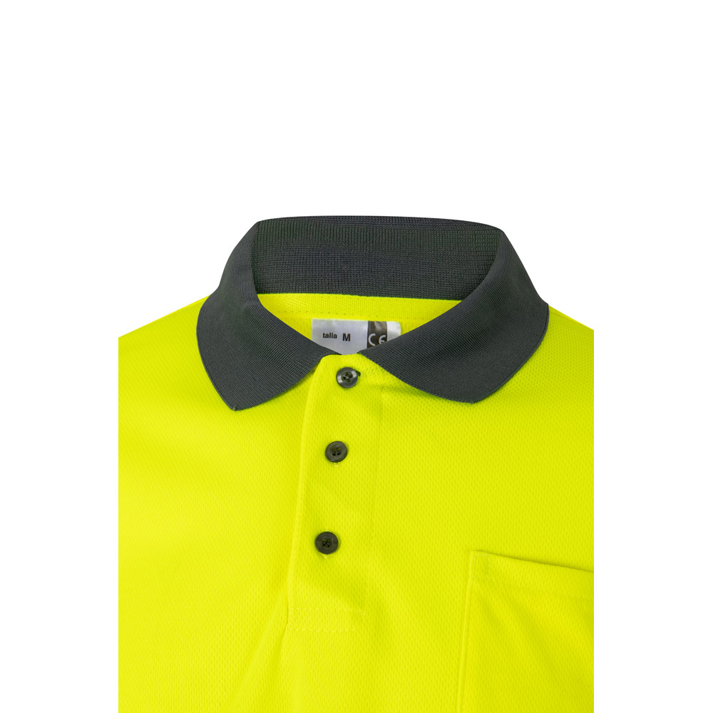 VL VULCAN. Two-tone bird-eye polo shirt (160g/m²) with long sleeves, in polyester (100%)