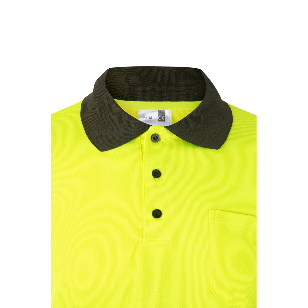 VL VULCAN. Two-tone bird-eye polo shirt (160g/m²) with long sleeves, in polyester (100%)