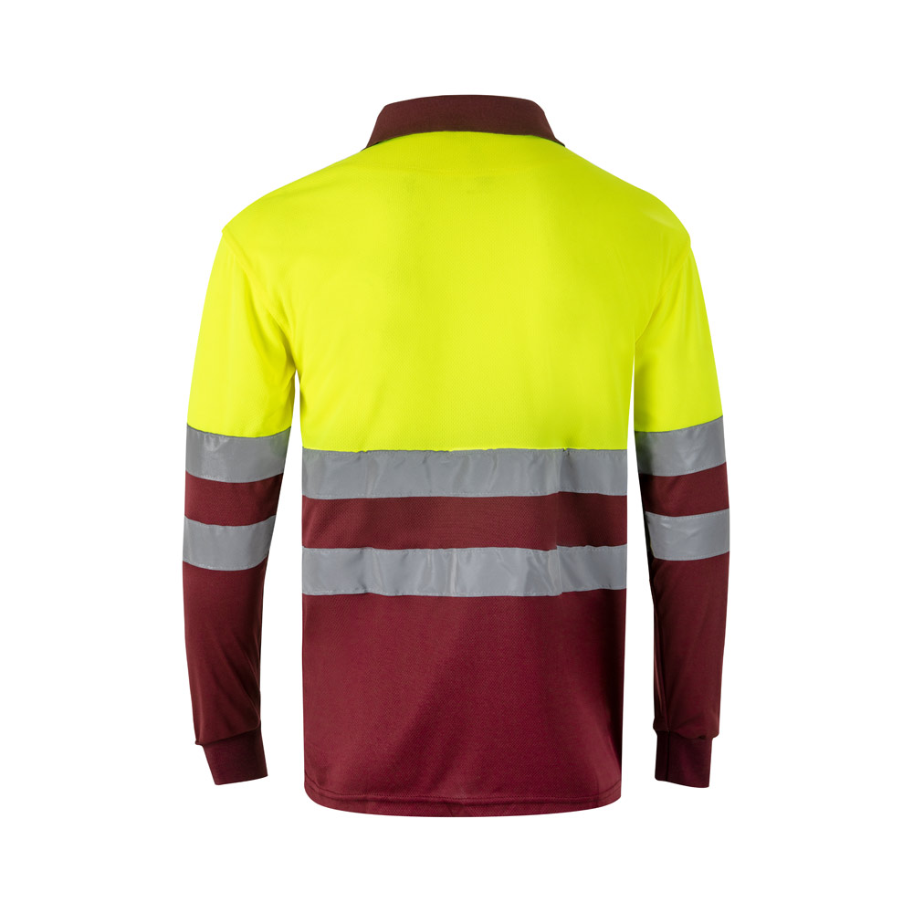 VL VULCAN. Two-tone bird-eye polo shirt (160g/m²) with long sleeves, in polyester (100%)