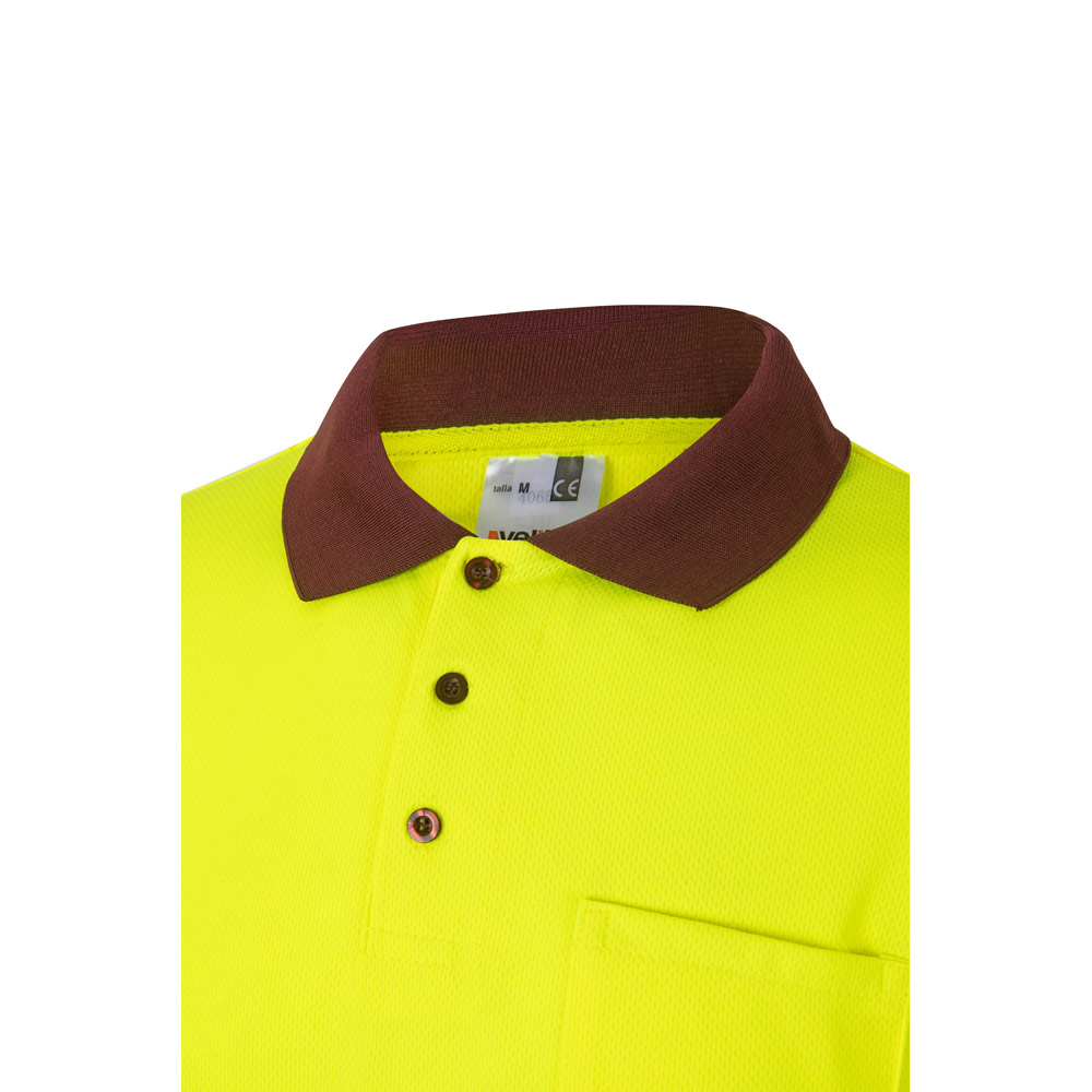 VL VULCAN. Two-tone bird-eye polo shirt (160g/m²) with long sleeves, in polyester (100%)