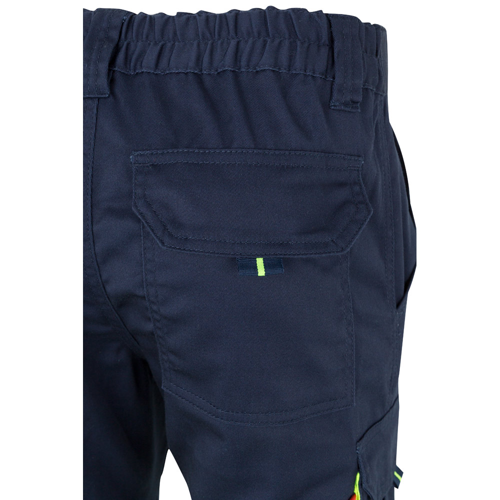 VL ZEUS. Two-tone, multi-pocket stretch trousers (240g/m²), in cotton (46%), EME (38%) and polyester (16%)