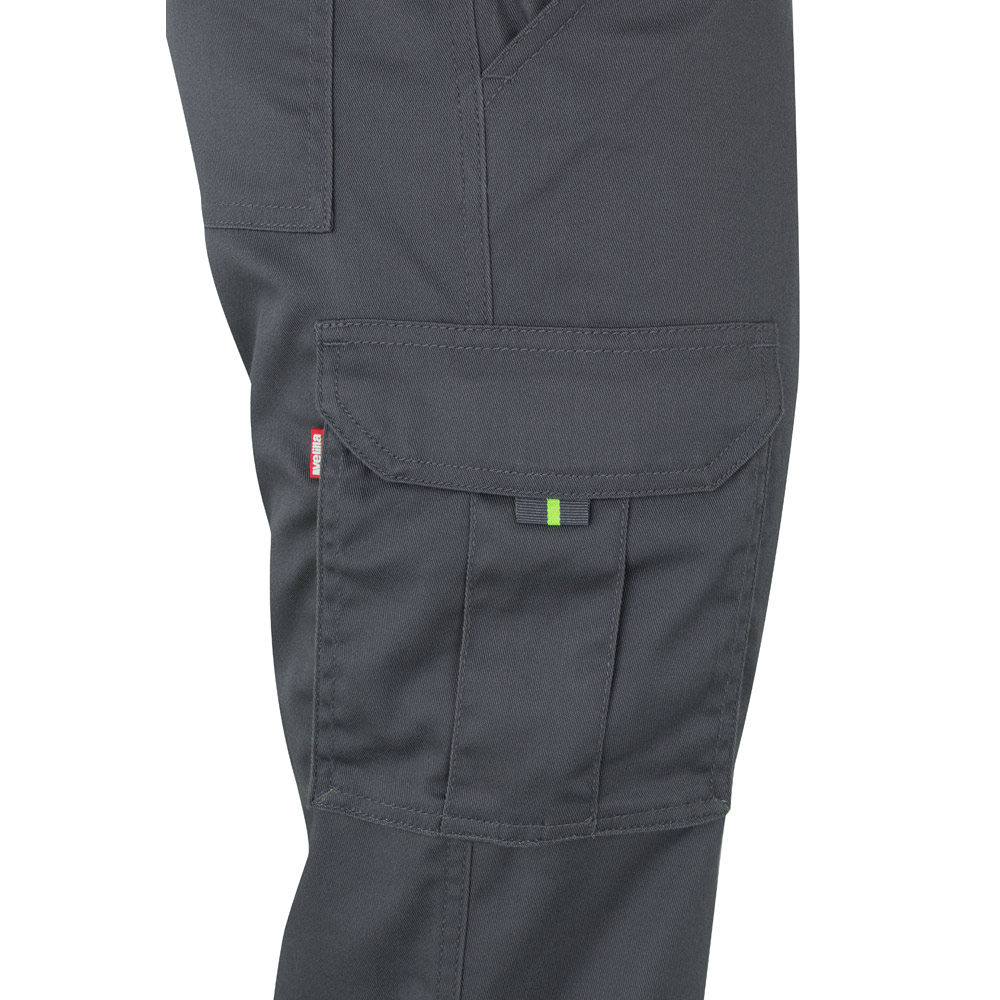 VL ZEUS. Two-tone, multi-pocket stretch trousers (240g/m²), in cotton (46%), EME (38%) and polyester (16%)