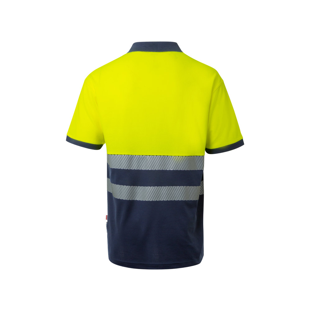 VL ACHELOUS. Two-tone piqué polo shirt (150g/m²) with short sleeves, in cotton (55%) and polyester (45%)
