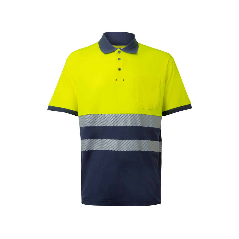 VL ACHELOUS. Two-tone piqué polo shirt (150g/m²) with short sleeves, in cotton (55%) and polyester (45%)