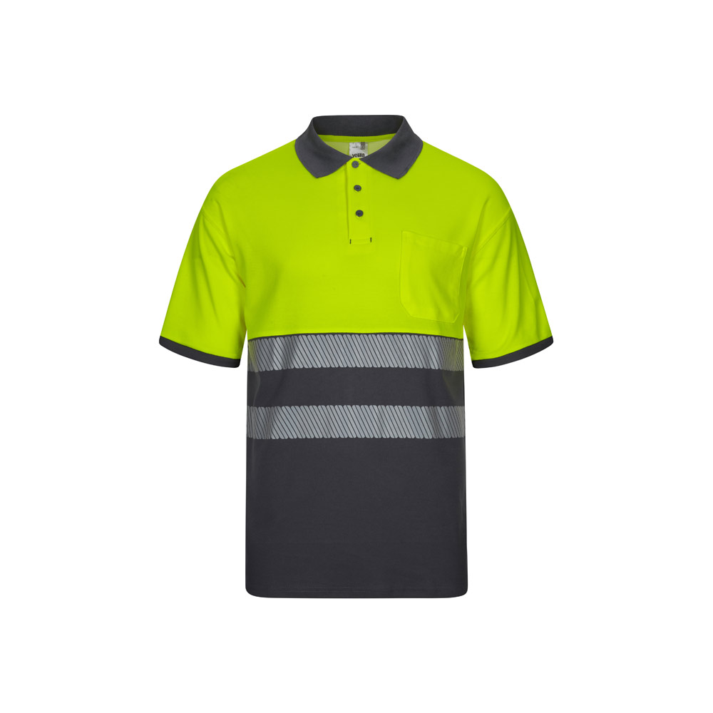 VL ACHELOUS. Two-tone piqué polo shirt (150g/m²) with short sleeves, in cotton (55%) and polyester (45%)