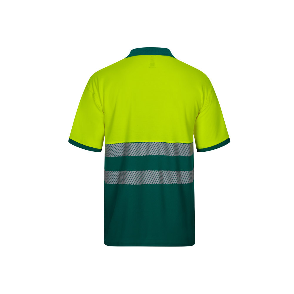 VL ACHELOUS. Two-tone piqué polo shirt (150g/m²) with short sleeves, in cotton (55%) and polyester (45%)