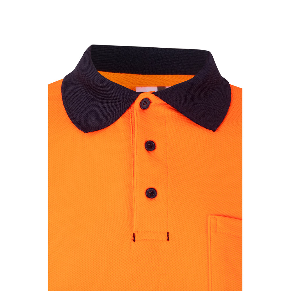 VL PLUTO. Two-tone piqué polo shirt (150g/m²) with long sleeves, in cotton (55%) and polyester (45%)