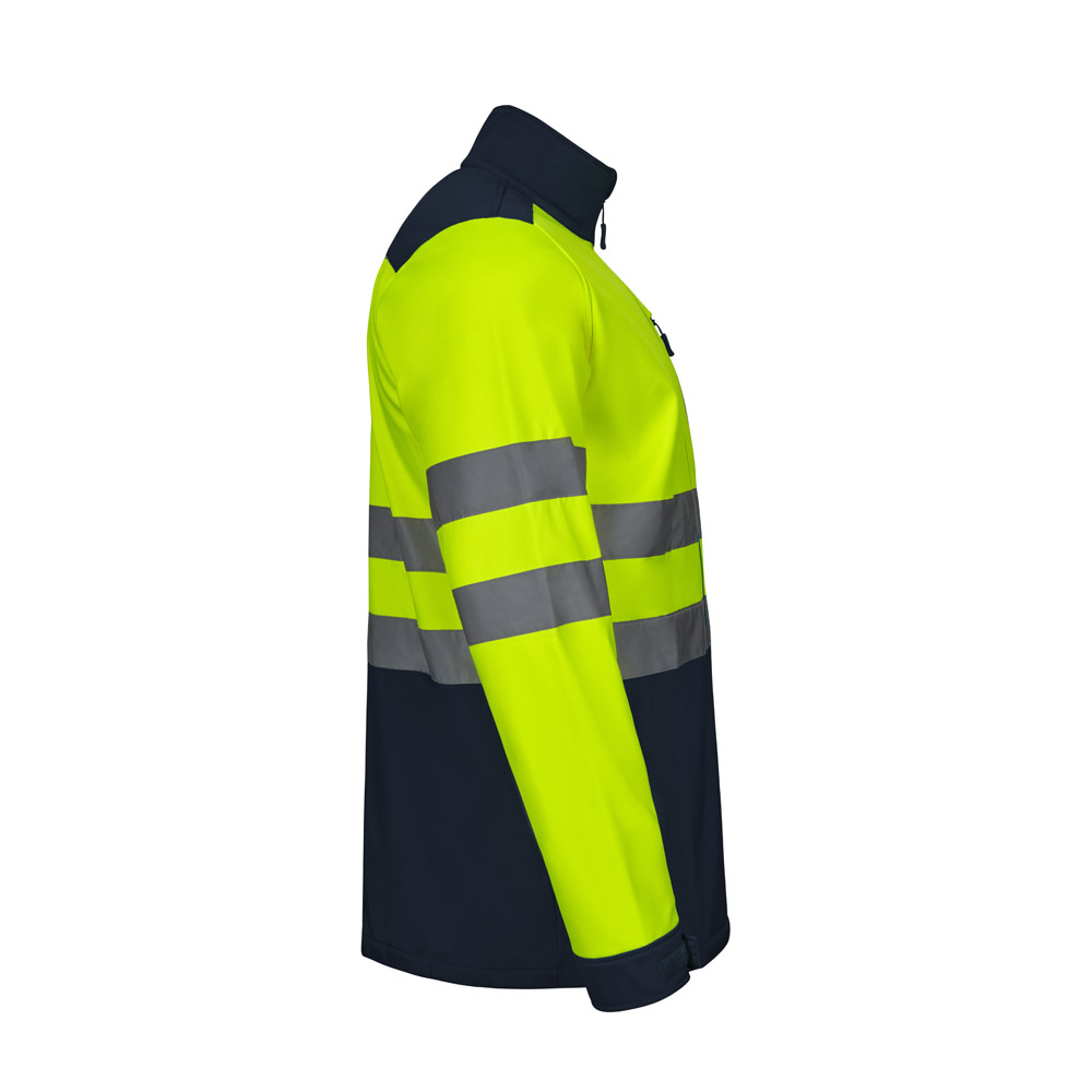 VL HESTIA LARGE. Two-tone soft shell jacket (280g/m²), with fleece lining and TPU membrane, in polyester (96%) and elastane (4%)