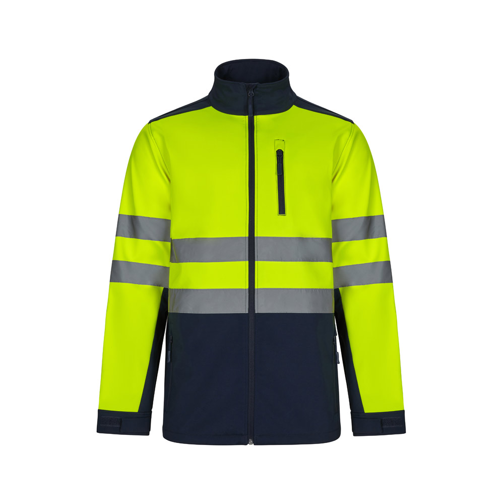 VL HESTIA LARGE. Two-tone soft shell jacket (280g/m²), with fleece lining and TPU membrane, in polyester (96%) and elastane (4%)