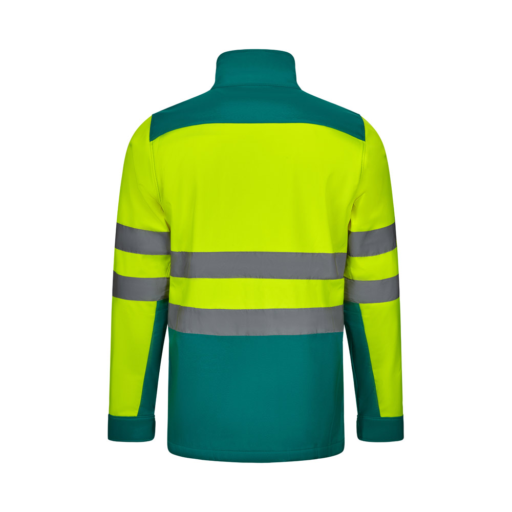 VL HESTIA LARGE. Two-tone soft shell jacket (280g/m²), with fleece lining and TPU membrane, in polyester (96%) and elastane (4%)