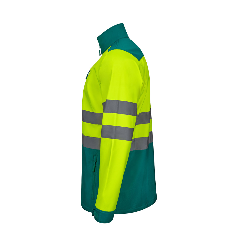 VL HESTIA LARGE. Two-tone soft shell jacket (280g/m²), with fleece lining and TPU membrane, in polyester (96%) and elastane (4%)