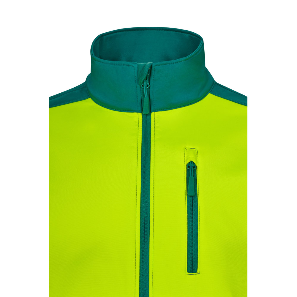 VL HESTIA LARGE. Two-tone soft shell jacket (280g/m²), with fleece lining and TPU membrane, in polyester (96%) and elastane (4%)