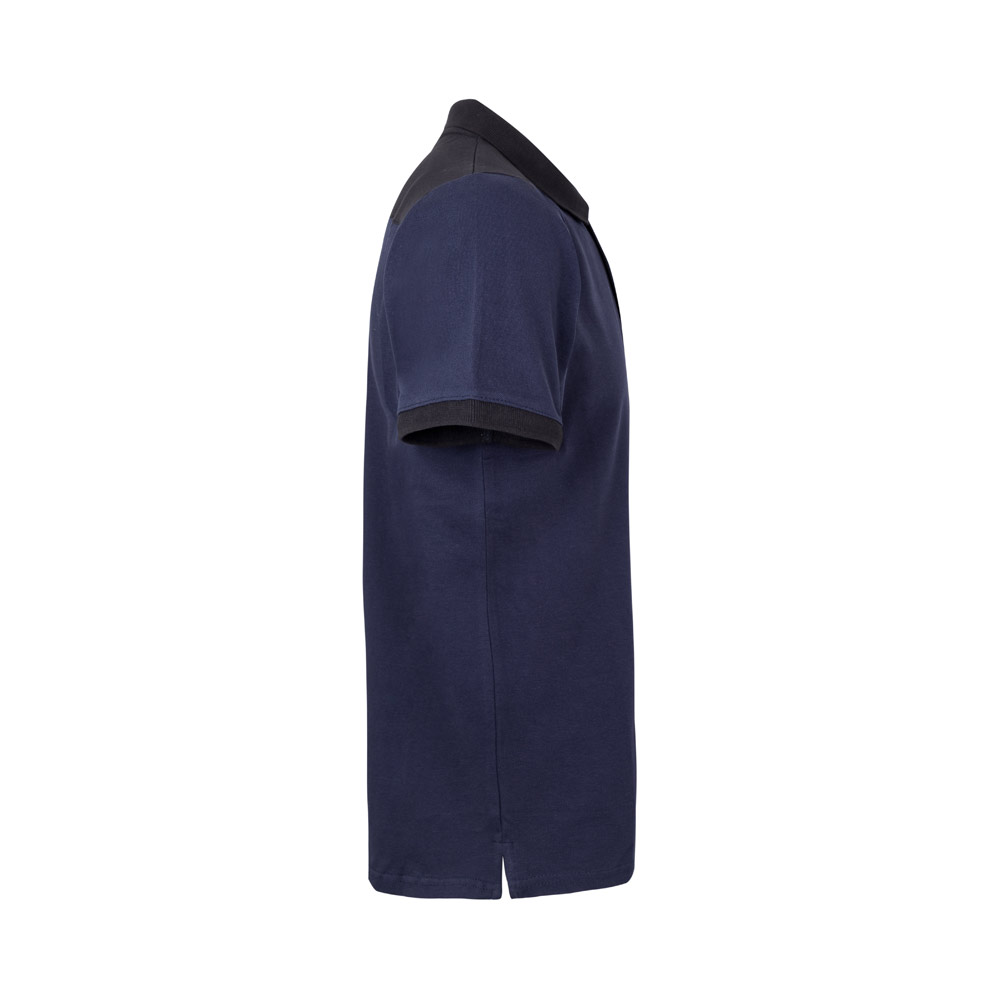 VL VELES. Two-tone stretch piqué polo shirt (200g/m²) with short sleeves, in polyester (96%) and elastane (4%)