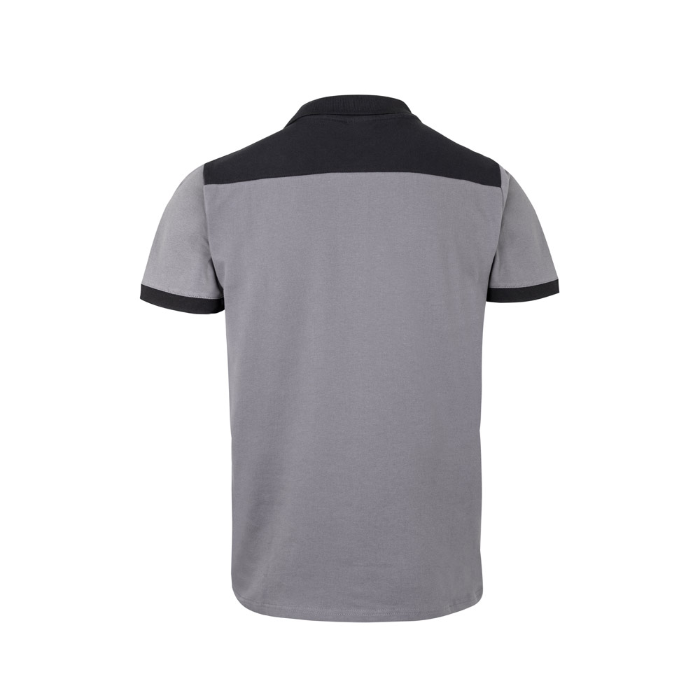 VL VELES. Two-tone stretch piqué polo shirt (200g/m²) with short sleeves, in polyester (96%) and elastane (4%)