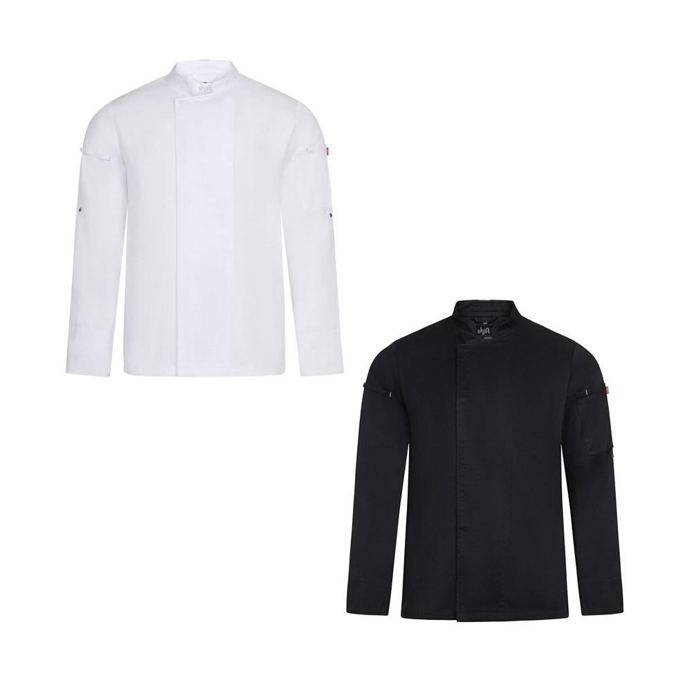 VL AGNI. Unisex kitchen jacket (190 g/m²) in cotton (35%) and recycled polyester (65%)