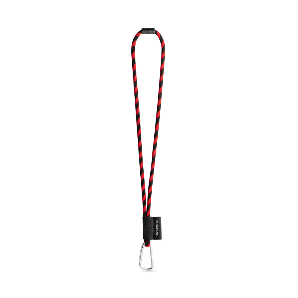 SET Lanyard TUBE Long (Ø 7 mm) with D-shape carabiner 55 mm and safety lock Ø 7 mm