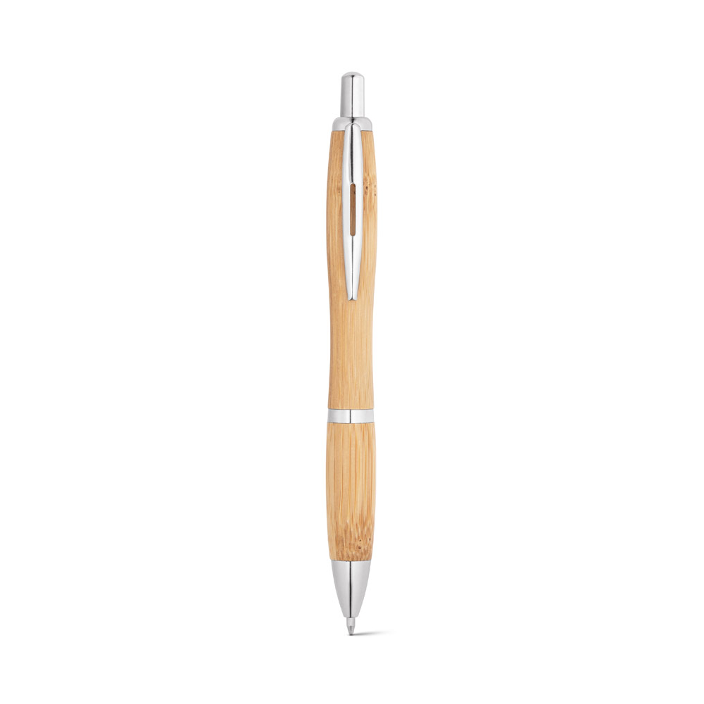 NICOLE. Bamboo ball pen with clip and metal trim