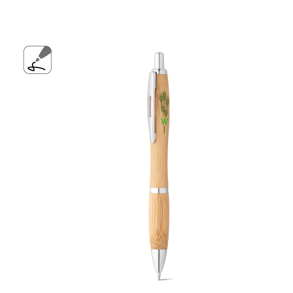 NICOLE. Bamboo ball pen with clip and metal trim