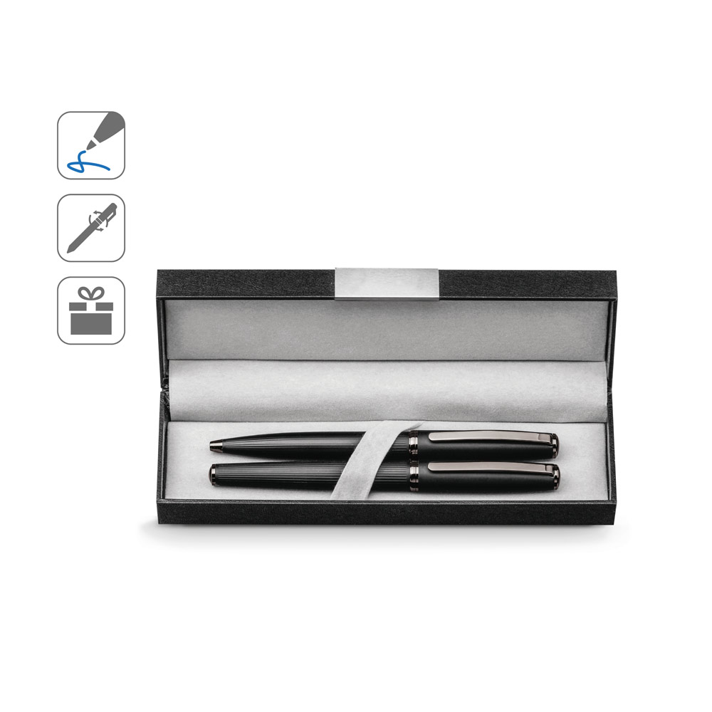 IMPERIO. Metal rollerball and ballpoint set with twist mechanism
