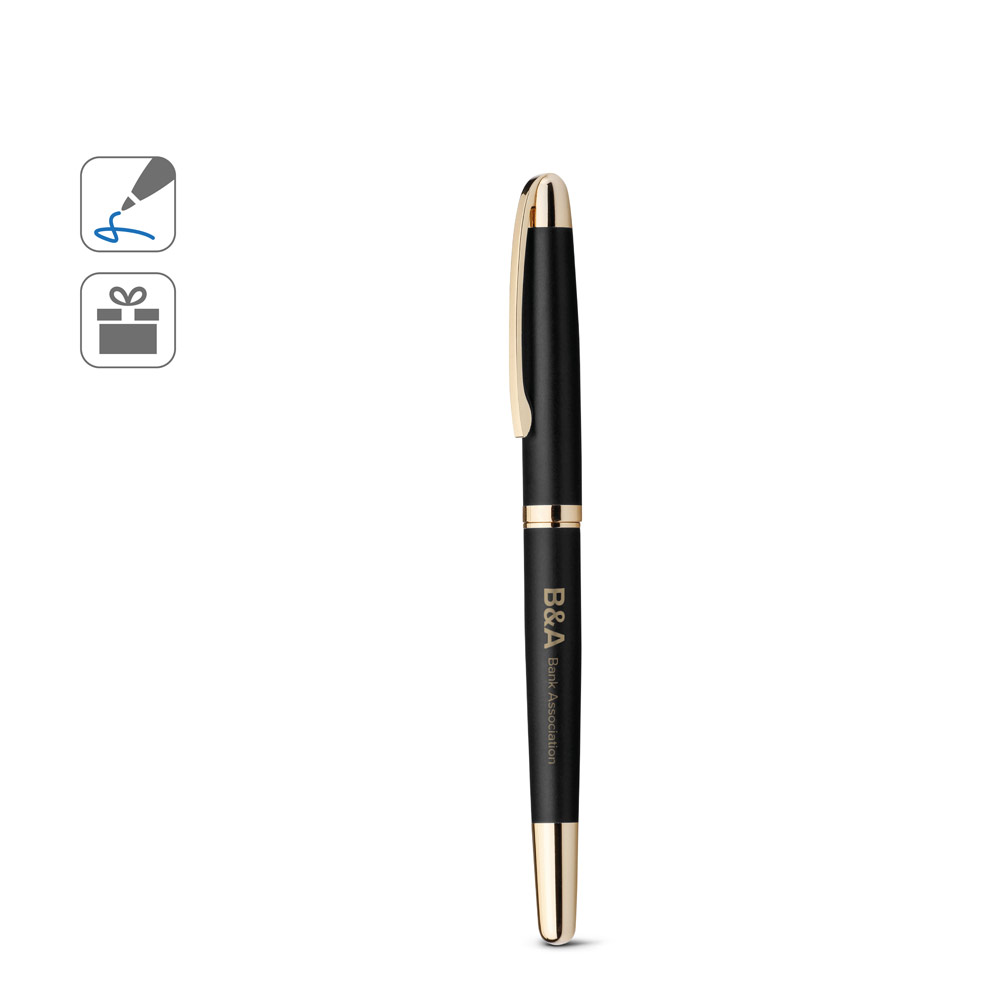 EZEKIEL ROLLER. Metal rollerball with gold trim