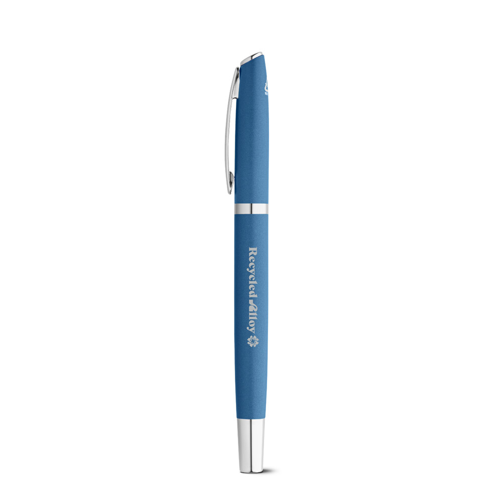 RE-LANDO-SET. Roller and ball pen set with recycled aluminium (100% rAL) body