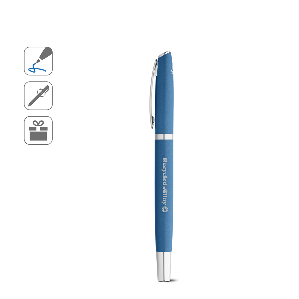 RE-LANDO-SET. Roller and ball pen set with recycled aluminium (100% rAL) body
